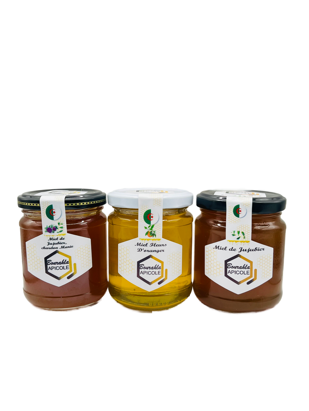 .Mini Pack:                               Jujubier / miel de fleurs d’oranger / jujubier chardon.السدر/ متعدد ازهار البرتقال / السدر و شوكيات